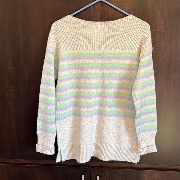 LOFT Gray Striped Wool Blend Sweater Small - Picture 5 of 5